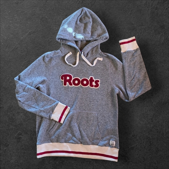 Roots Tops - Genuine ROOTS Cabin Hoodie Sweatshirt Heather Grey Womens Medium